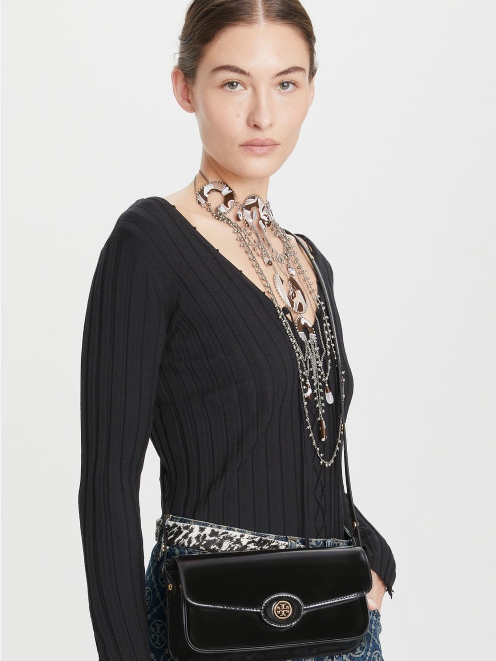 Tory Burch Black Leather Top-Handle Shoulder with Dust Bag - Picture 6 of 16